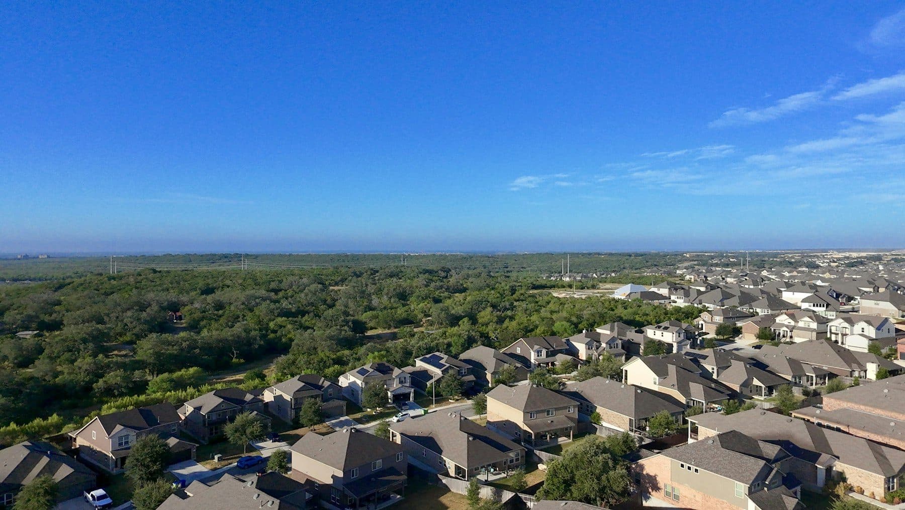 American residential neighborhood seen from above